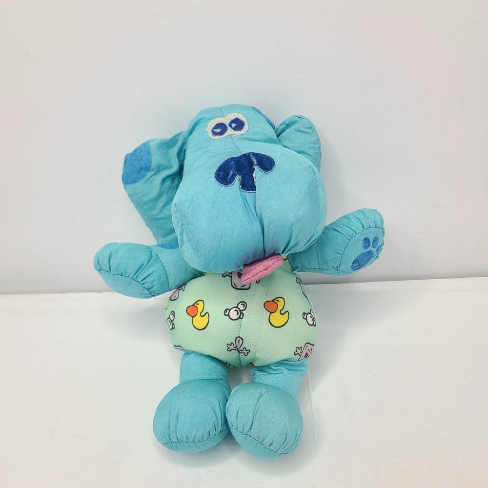 Vintage 1998 Tyco‎ Nickelodeon BLUES CLUES 9" Plush Stuffed Toy Bath Time Blue